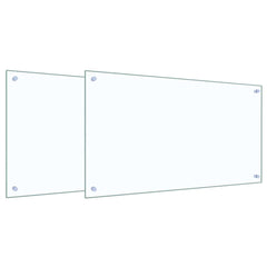 vidaXL Kitchen Backsplash 2 pcs Transparent 90 x 50 cm Tempered Glass 2