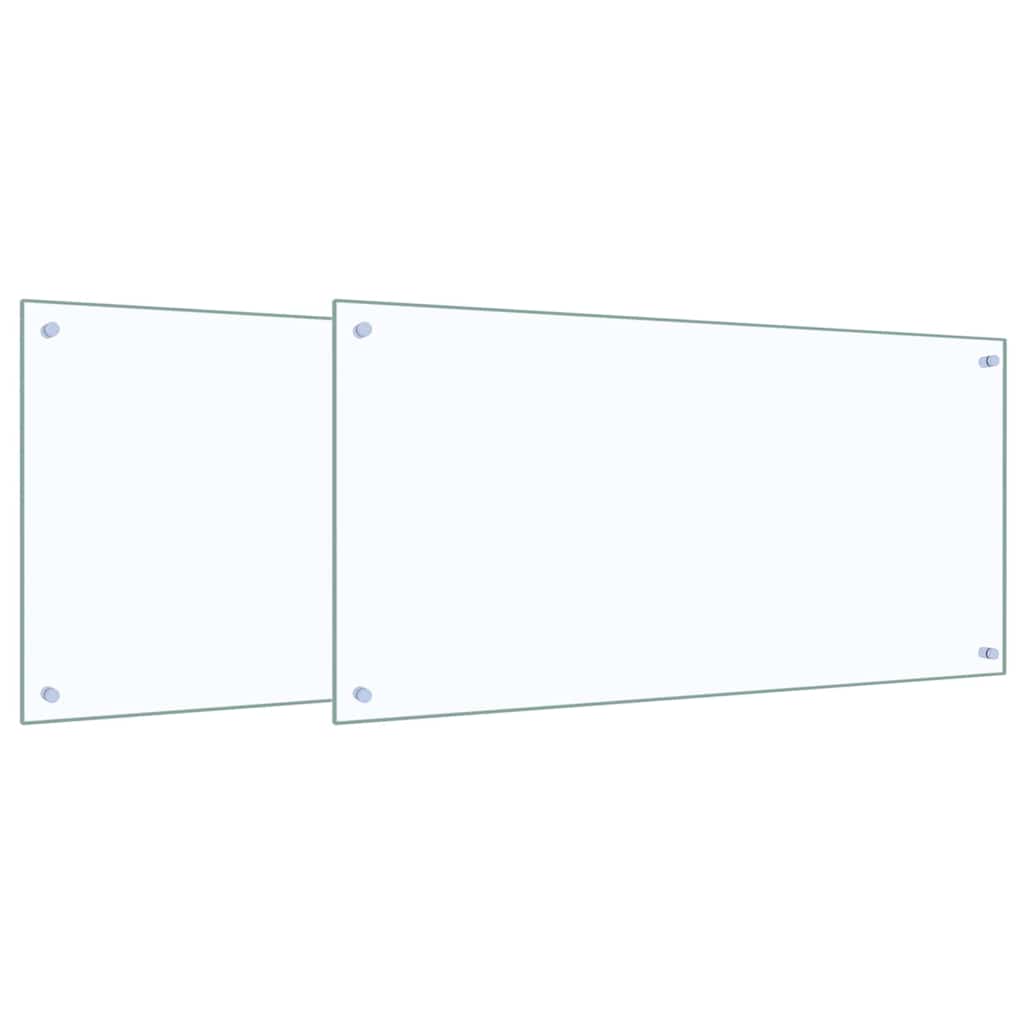 vidaXL Kitchen Backsplash 2 pcs Transparent 100 x 50 cm Tempered Glass 2
