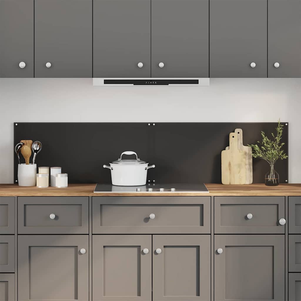 Kitchen Backsplashes 70x40 cm Tempered Glass 2 pcs Black 90 cm