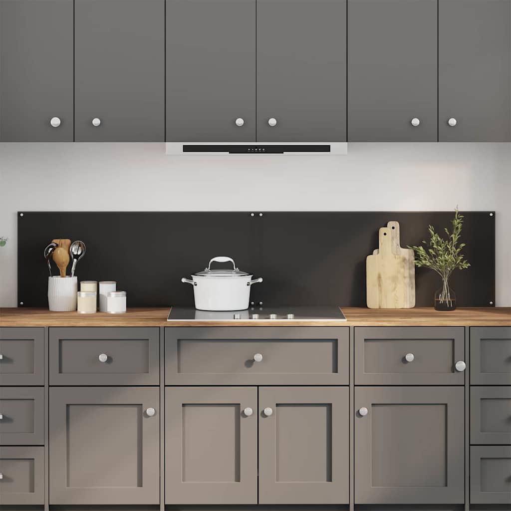 Kitchen Backsplashes 70x40 cm Tempered Glass 2 pcs Black 100 cm