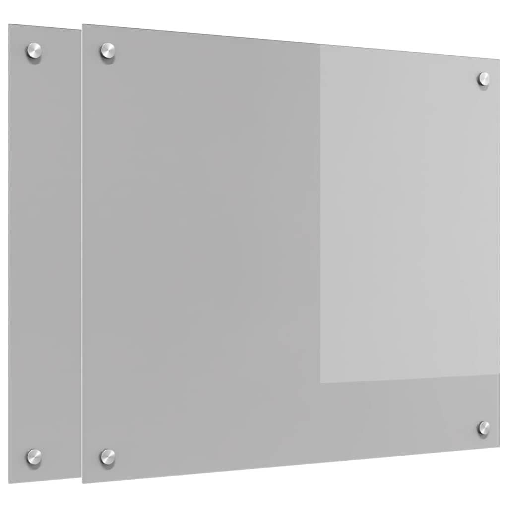 vidaXL Kitchen Backsplash 2 pcs Light Grey 70 x 60 cm Tempered Glass 2