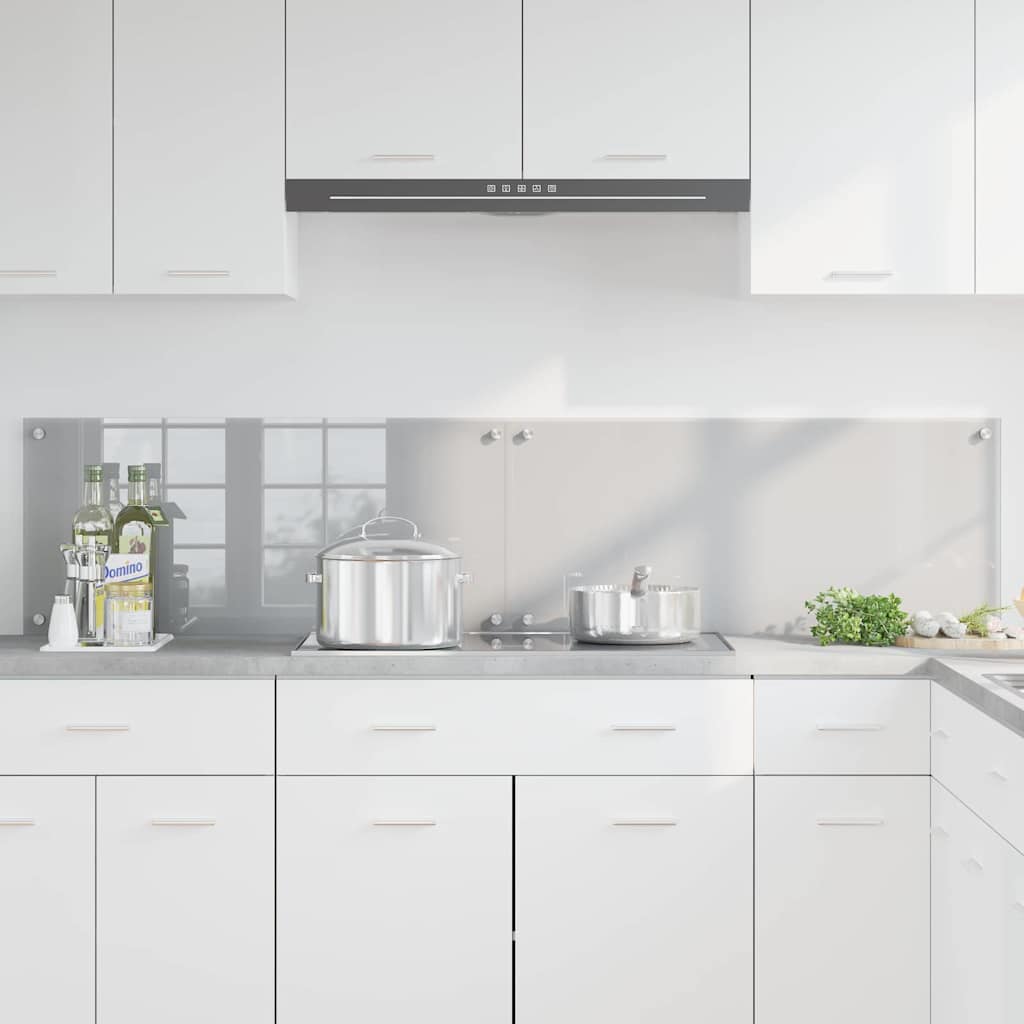 vidaXL Kitchen Backsplash 2 pcs Light Grey 90 x 40 cm Tempered Glass 3