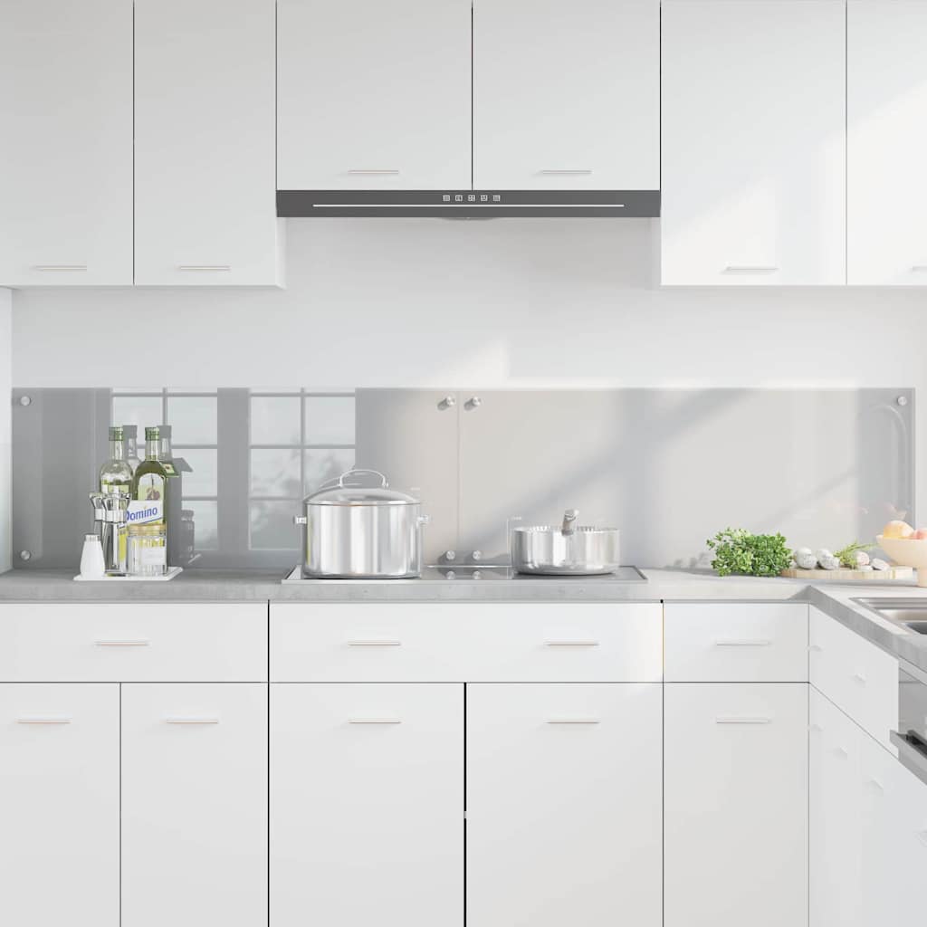 vidaXL Kitchen Backsplash 2 pcs Light Grey 100 x 40 cm Tempered Glass 3