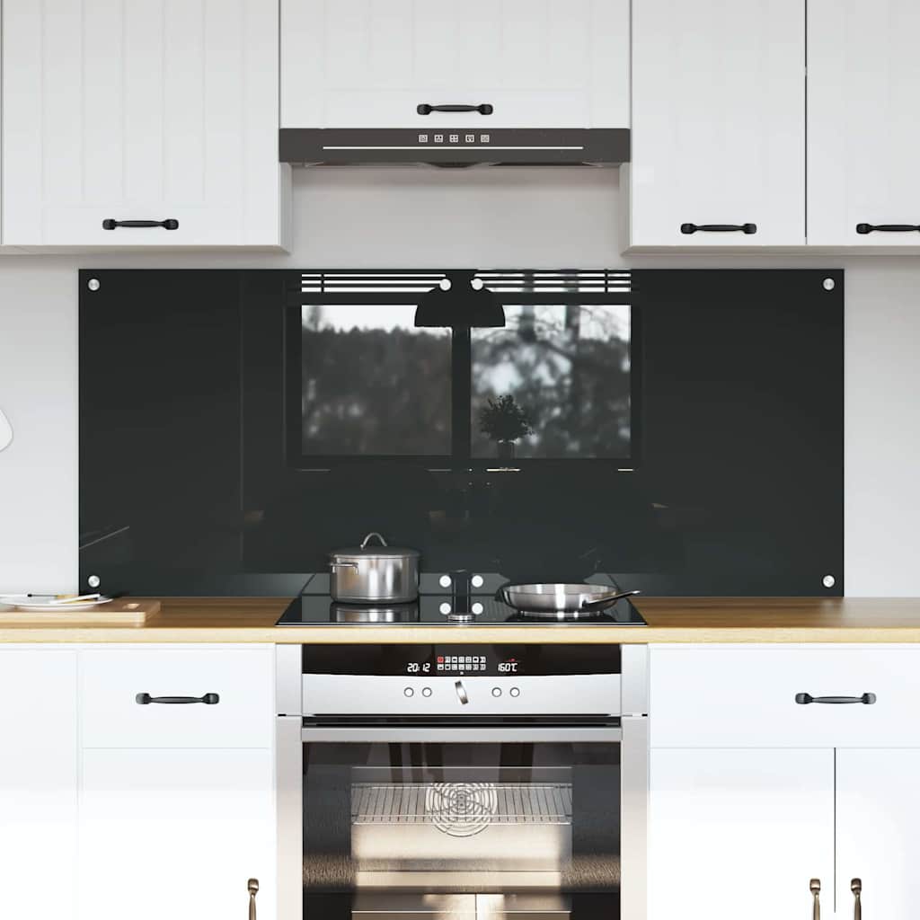 vidaXL Kitchen Backsplash 2 pcs Dark Grey 70 x 60 cm Tempered Glass 1