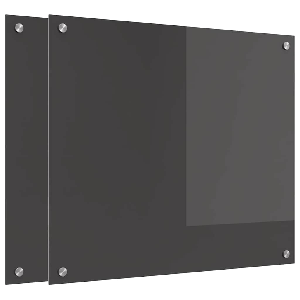 vidaXL Kitchen Backsplash 2 pcs Dark Grey 70 x 60 cm Tempered Glass 2