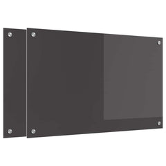 vidaXL Kitchen Backsplash 2 pcs Dark Grey 80 x 50 cm Tempered Glass 2