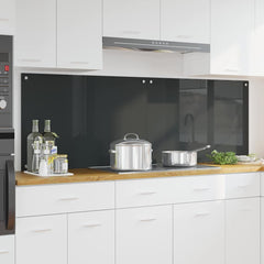 Kitchen Backsplash 70 x 60 cm Tempered Glass 2 pcs Dark Grey 90 cm
