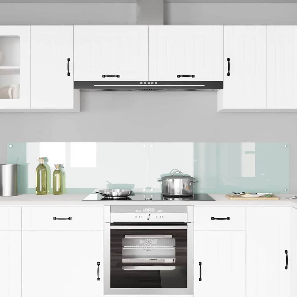 Kitchen Backsplash 110 x 40 cm Tempered Glass 2 pcs White 110 cm