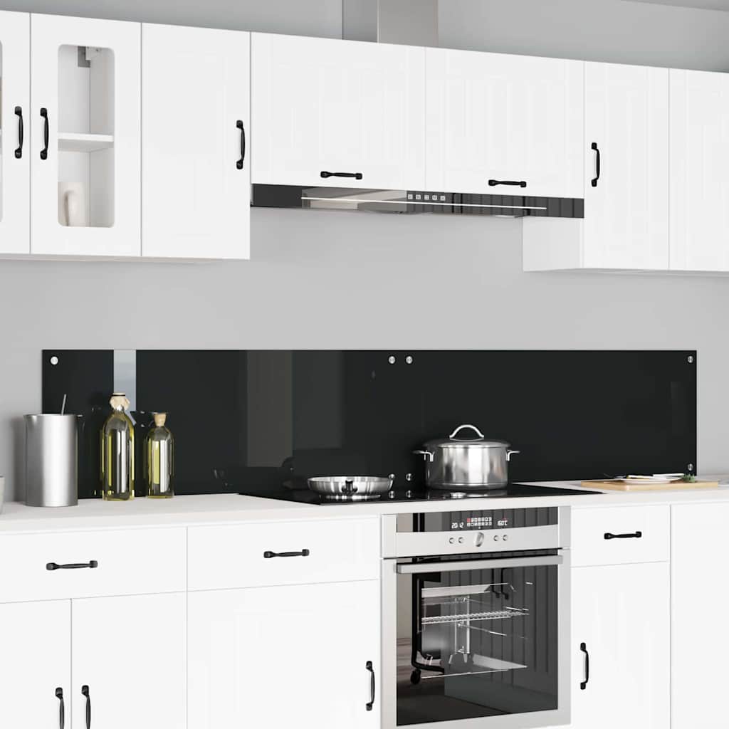 Kitchen Backsplashes 70x40 cm Tempered Glass 2 pcs Black 110 cm