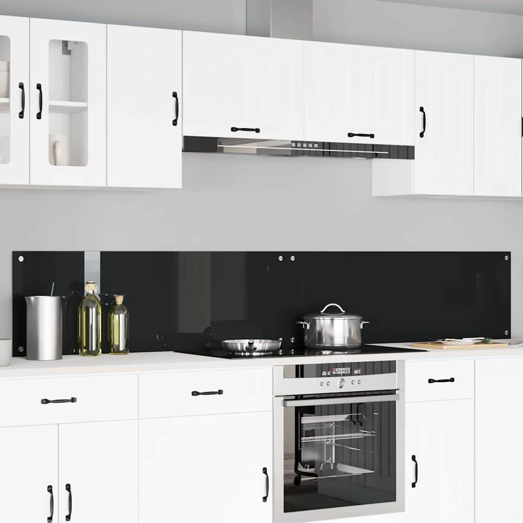 Kitchen Backsplashes 70x40 cm Tempered Glass 2 pcs Black 120 cm