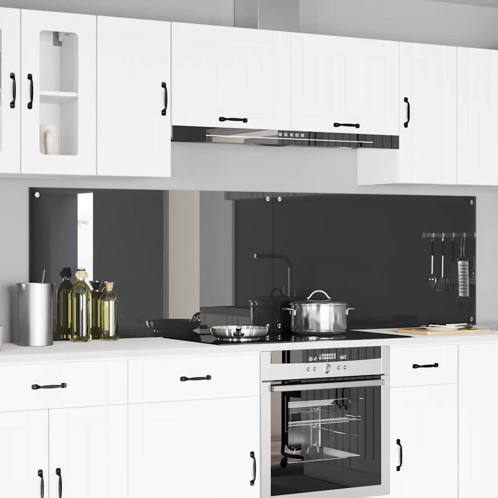 Kitchen Backsplash 70 x 60 cm Tempered Glass 2 pcs Dark Grey 110 cm