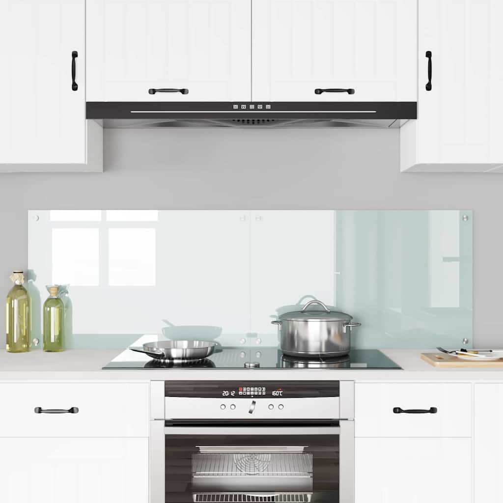 vidaXL Kitchen Backsplash 2 pcs White 80 x 50 cm Tempered Glass 3