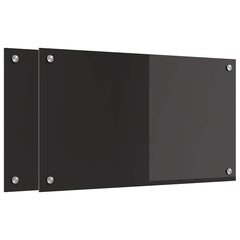vidaXL Kitchen Backsplash 2 pcs Black 70 x 40 cm Tempered Glass 2