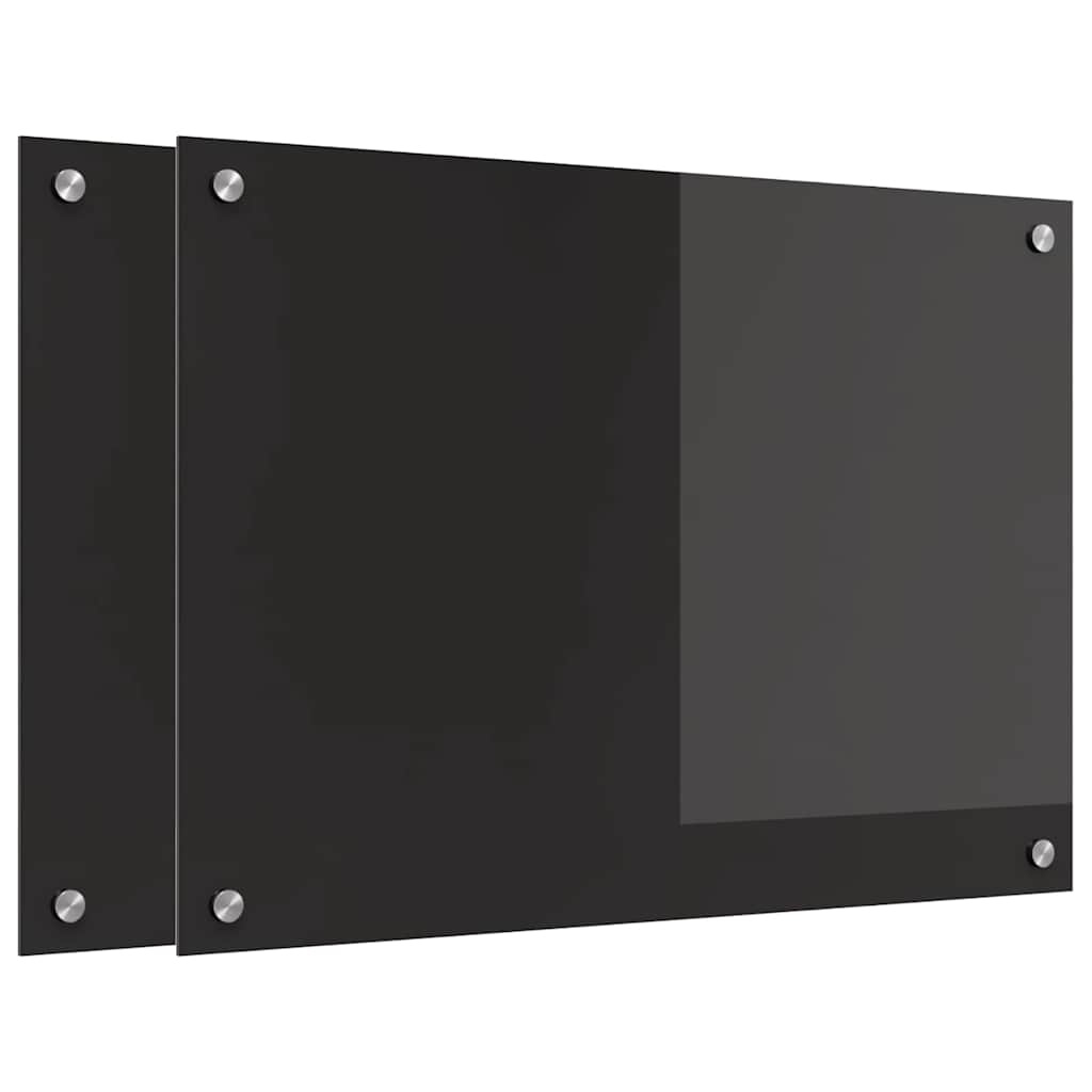 vidaXL Kitchen Backsplash 2 pcs Black 70 x 50 cm Tempered Glass 2