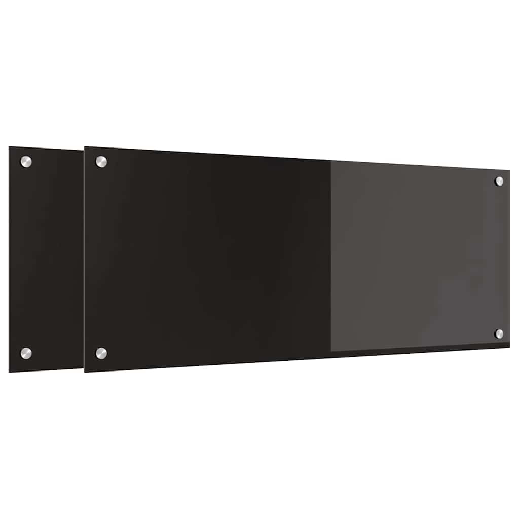 vidaXL Kitchen Backsplash 2 pcs Black 100 x 40 cm Tempered Glass 2