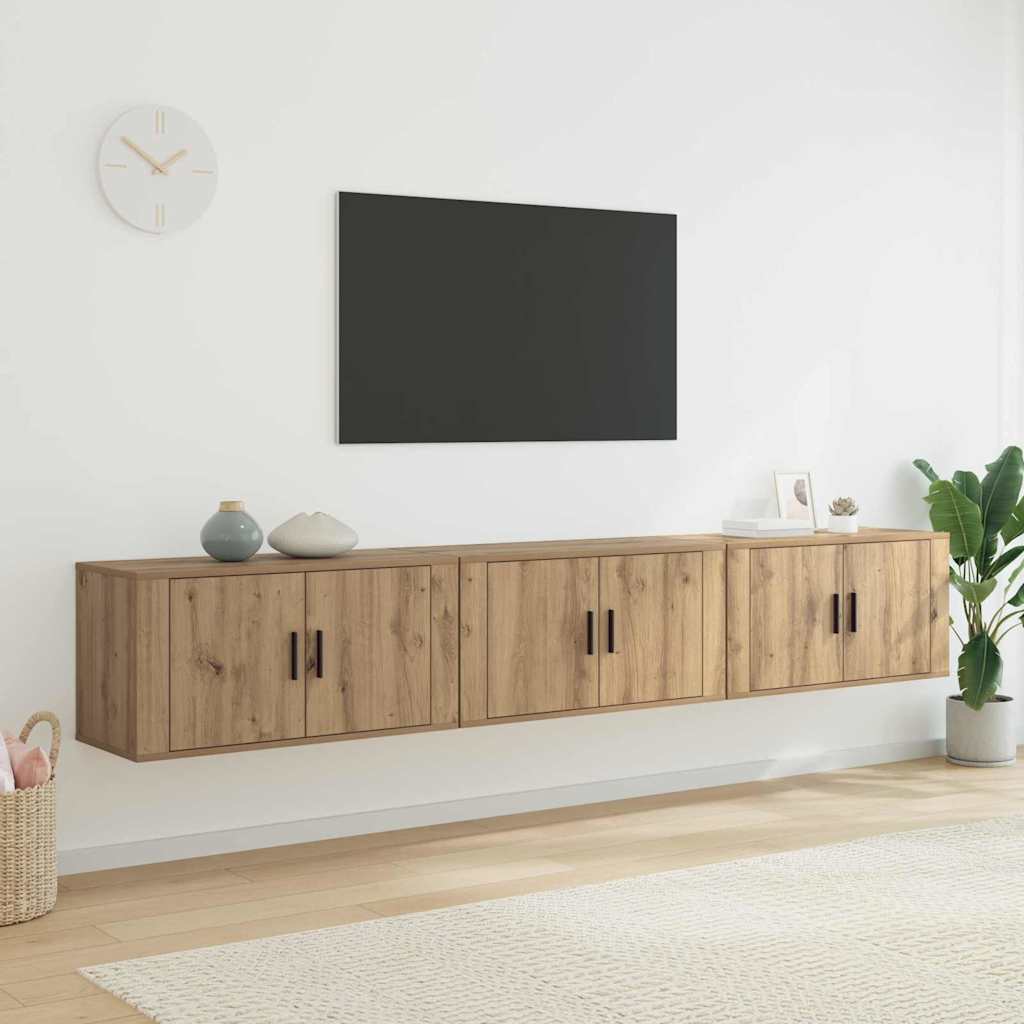 Wall-mounted TV Cabinet Set 80x34.5x40 cm 3 pcs Artisan oak