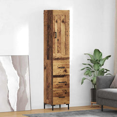 Highboard 34.5x34x180 cm Engineered Wood 3 Drawers Old wood
