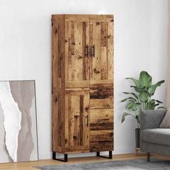 Highboard 69.5x34x180 cm Engineered Wood 1 Wood Door 3 Drawers Old wood