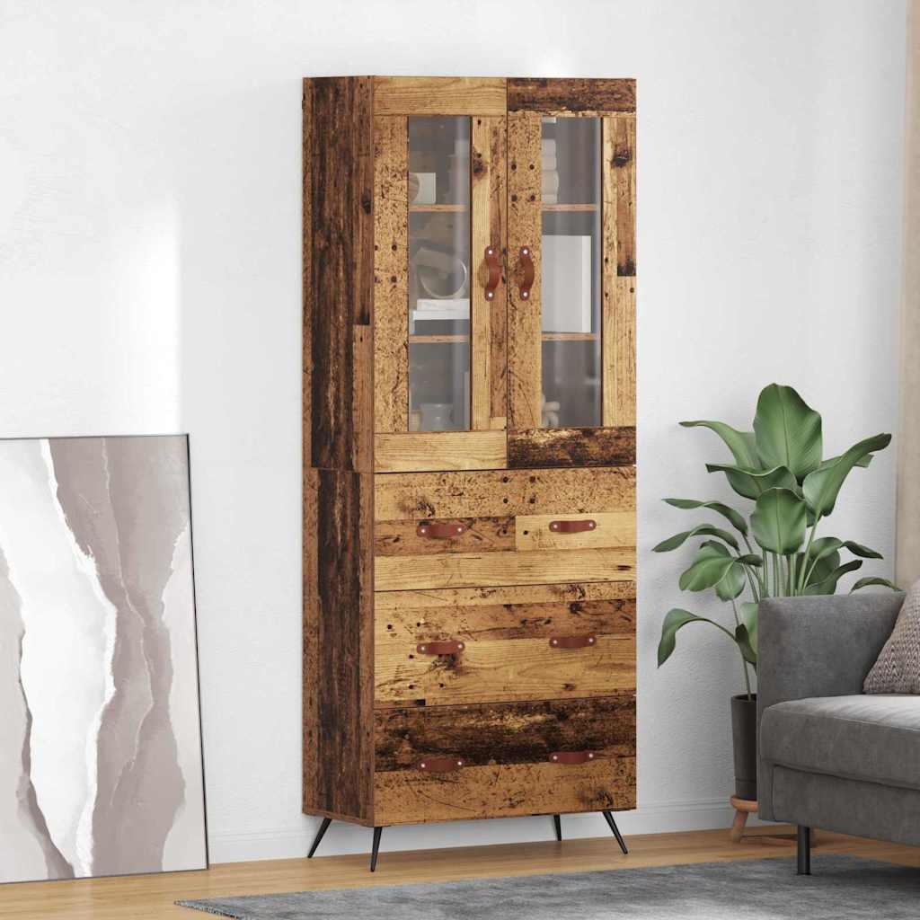 Highboard 69.5x34x180 cm Engineered Wood 3 Drawers Old wood