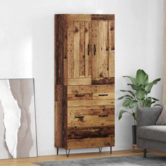Highboard 69.5x34x180 cm Engineered Wood 3 Drawers Old wood