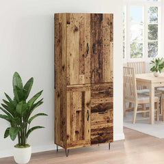 Highboard 69.5x34x180 cm Engineered Wood 1 Wood Door 3 Drawers Old wood