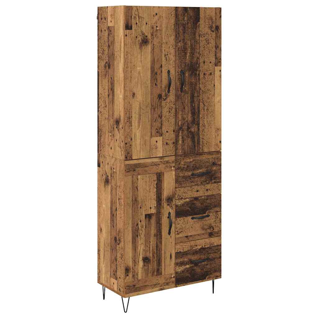 Highboard 69.5x34x180 cm Engineered Wood 1 Wood Door 3 Drawers Old wood