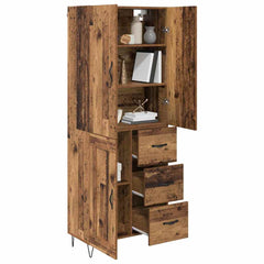 Highboard 69.5x34x180 cm Engineered Wood 1 Wood Door 3 Drawers Old wood