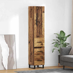 Highboard 34.5x34x180 cm Engineered Wood 3 Drawers Old wood
