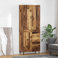 Highboard 69.5x34x180 cm Engineered Wood 1 Wood Door 3 Drawers Old wood