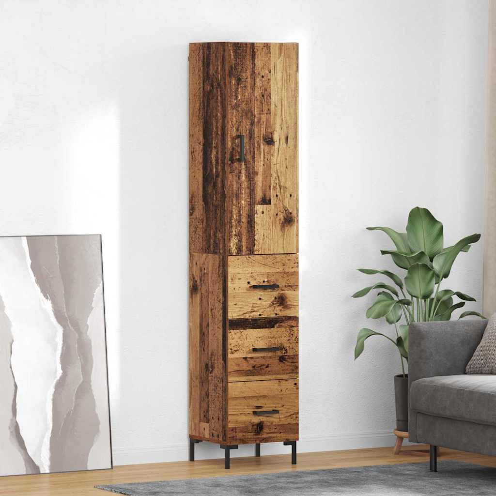 Highboard 34.5x34x180 cm Engineered Wood 3 Drawers Old wood