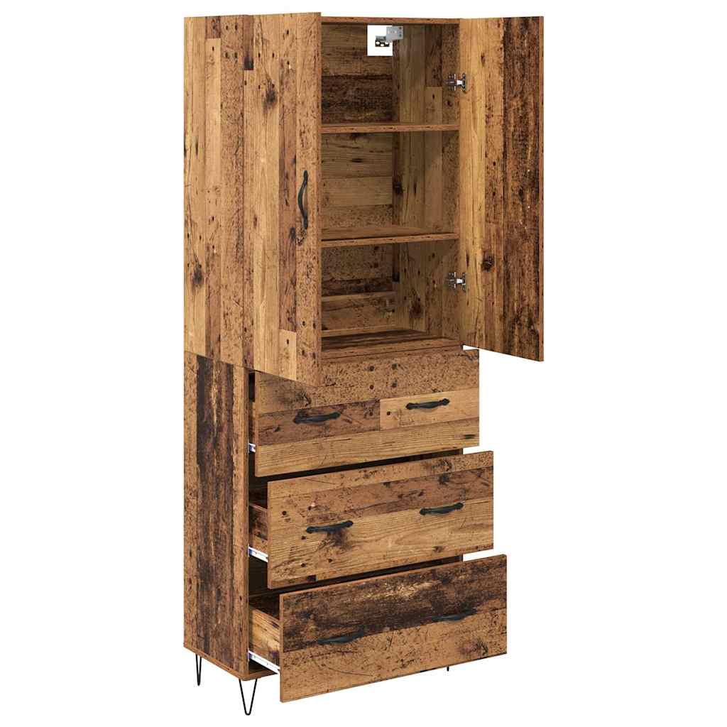 Highboard 69.5x34x180 cm Engineered Wood 3 Drawers Old wood