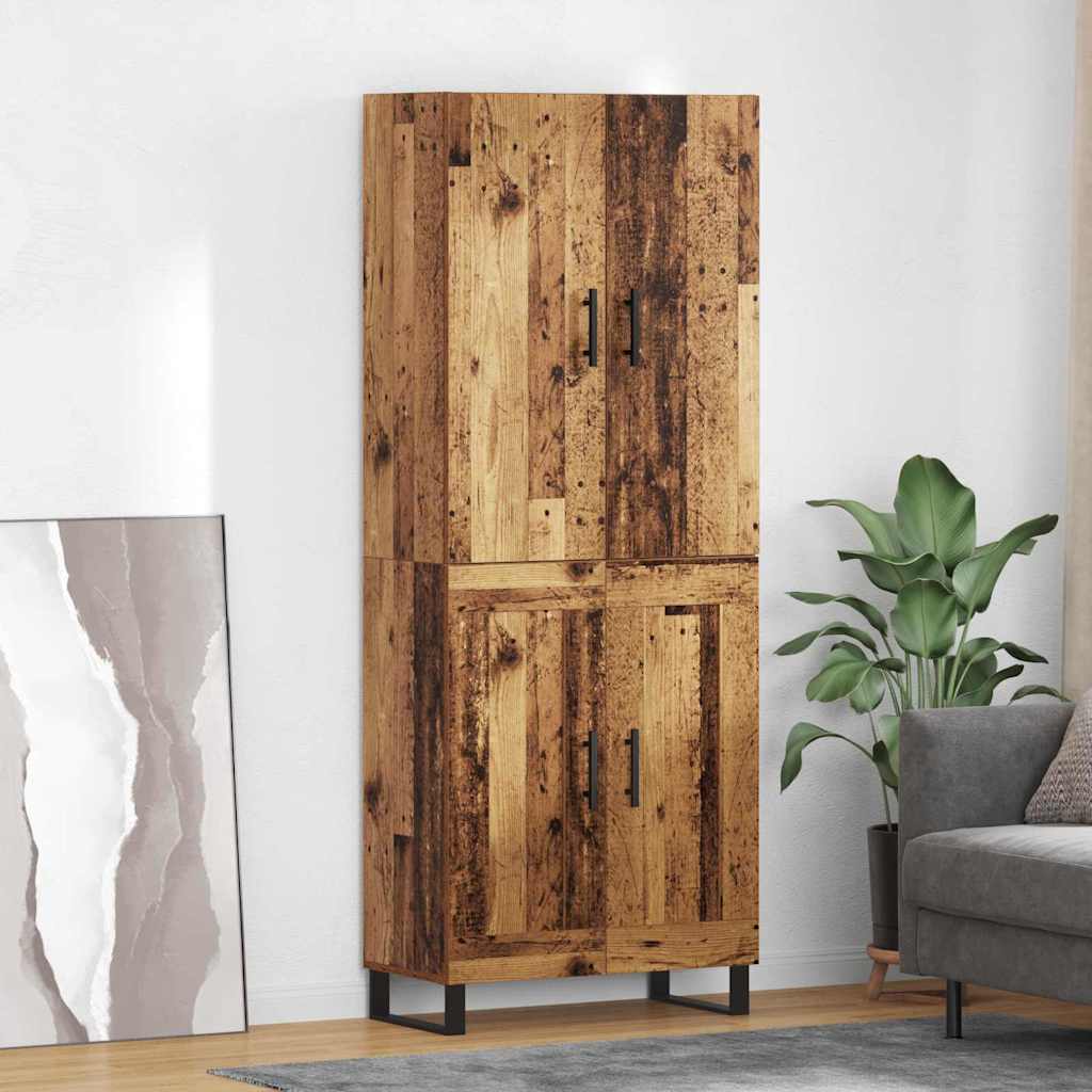 Highboard 69.5x34x180 cm Engineered Wood 2 Wood Doors Old wood