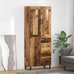 Highboard 69.5x34x180 cm Engineered Wood 1 Door 3 Drawers Old wood