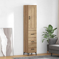 Highboard 34.5x34x180 cm Engineered Wood 3 Drawers Artisan oak