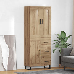 Highboard 69.5x34x180 cm Engineered Wood 1 Wood Door 3 Drawers Artisan oak
