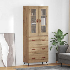 Highboard 69.5x34x180 cm Engineered Wood 3 Drawers Artisan oak