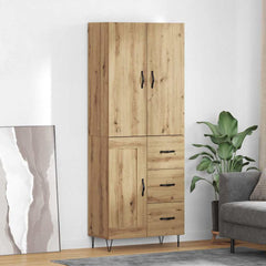 Highboard 69.5x34x180 cm Engineered Wood 1 Wood Door 3 Drawers Artisan oak