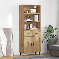 Highboard 69.5x34x180 cm Engineered Wood 2 Doors 2 Drawers Artisan oak