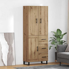 Highboard 69.5x34x180 cm Engineered Wood 1 Wood Door 3 Drawers Artisan oak
