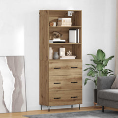 Highboard 69.5x34x180 cm Engineered Wood 3 Drawers Artisan oak