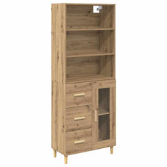 Highboard 69.5 x 32.5 x 180 cm Engineered Wood Artisan Oak 1 glass door 3 drawers