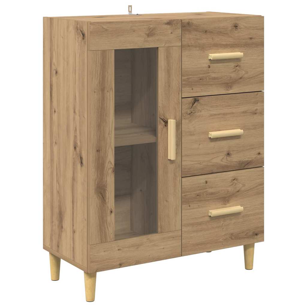 Highboard 69.5 x 32.5 x 180 cm Engineered Wood Artisan Oak 1 glass door 3 drawers