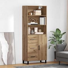 Highboard 69.5x34x180 cm Engineered Wood 1 Door 3 Drawers Artisan oak