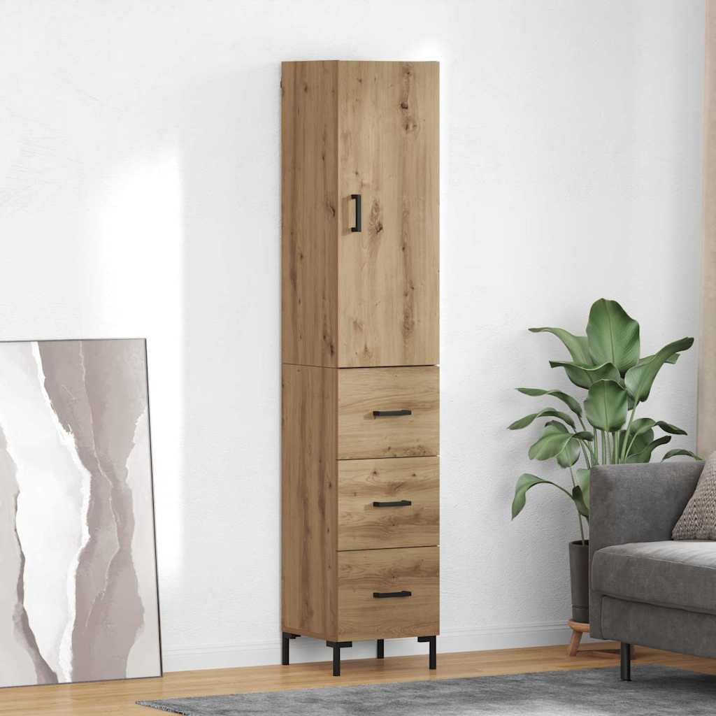 Highboard 34.5x34x180 cm Engineered Wood 3 Drawers Artisan oak