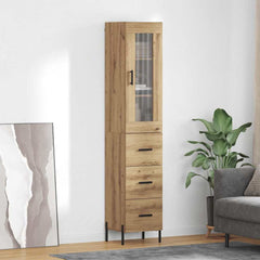 Highboard 34.5x34x180 cm Engineered Wood 3 Drawers Artisan oak