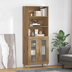 Highboard 69.5 x 32.5 x 180 cm Engineered Wood Artisan Oak 2 glass doors