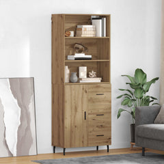 Highboard 69.5x34x180 cm Engineered Wood 1 Door 3 Drawers Artisan oak