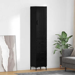 Highboard 34.5x34x180 cm Engineered Wood 3 Drawers Black oak