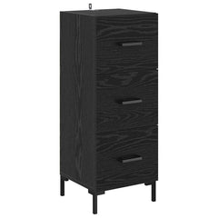Highboard 34.5x34x180 cm Engineered Wood 3 Drawers Black oak