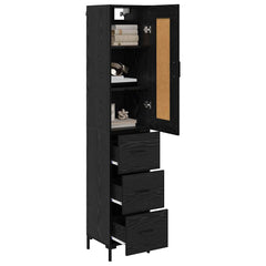 Highboard 34.5x34x180 cm Engineered Wood 3 Drawers Black oak